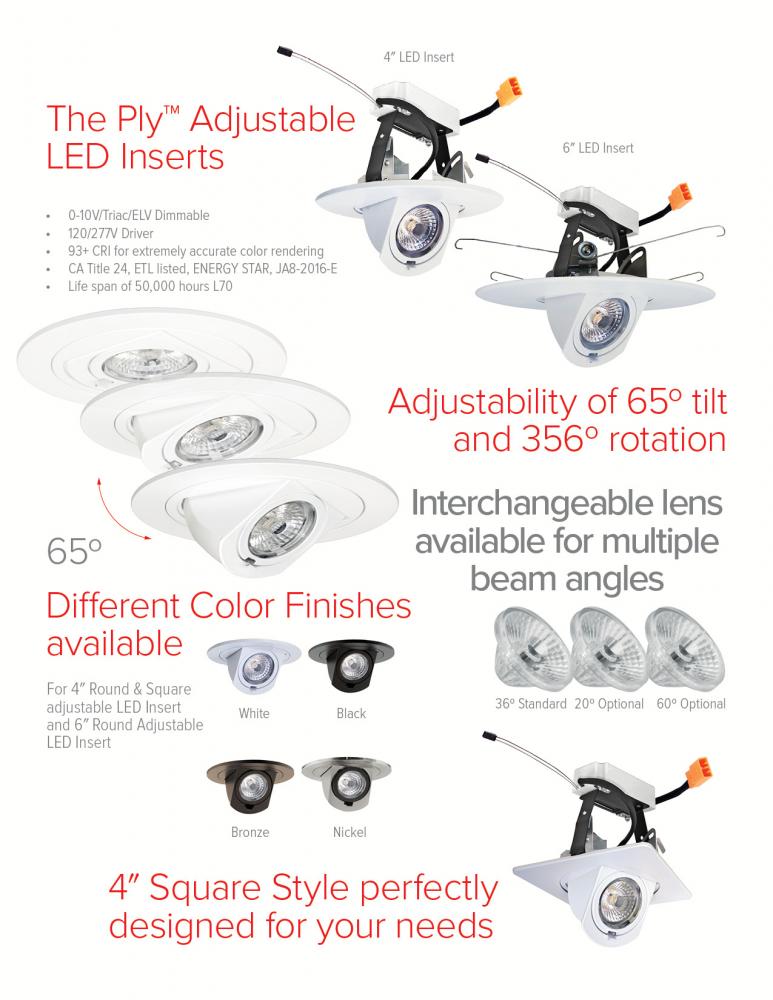 4" 0-10V Square Adjustable LED Insert