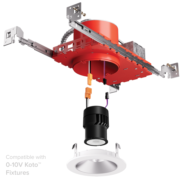 0-10V, 120/277V 4" New Construction IC Airtight Housing for 2-Hr Fire Rated Ceilings