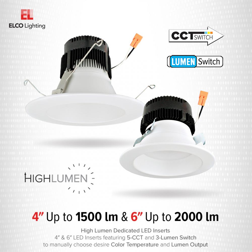 4" 0-10V LED Inserts with 5-CCT and 3-Lumen Switch