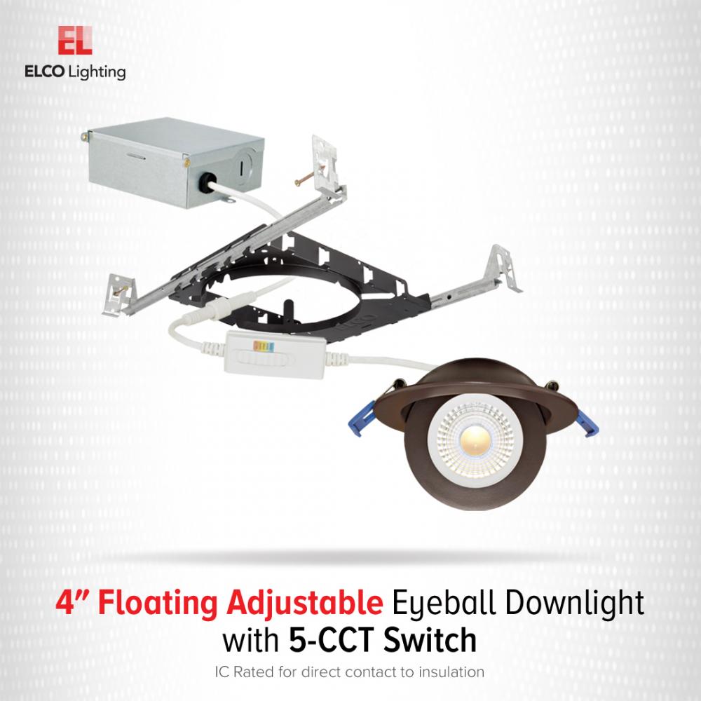 4" Floating Adjustable Eyeball Downlight with 5-CCT Switch