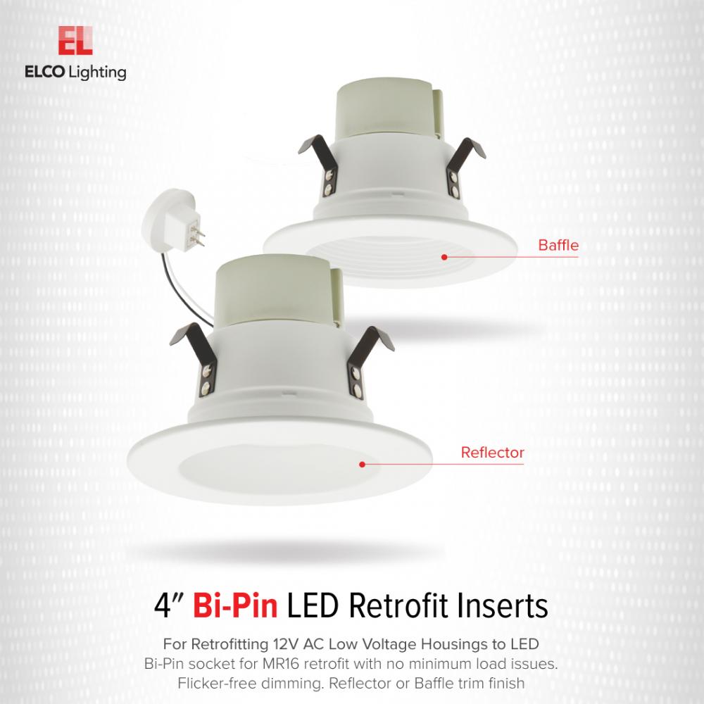 4" LED Bi-Pin Retrofit Insert Low Voltage Reflector with 5-CCT Switch