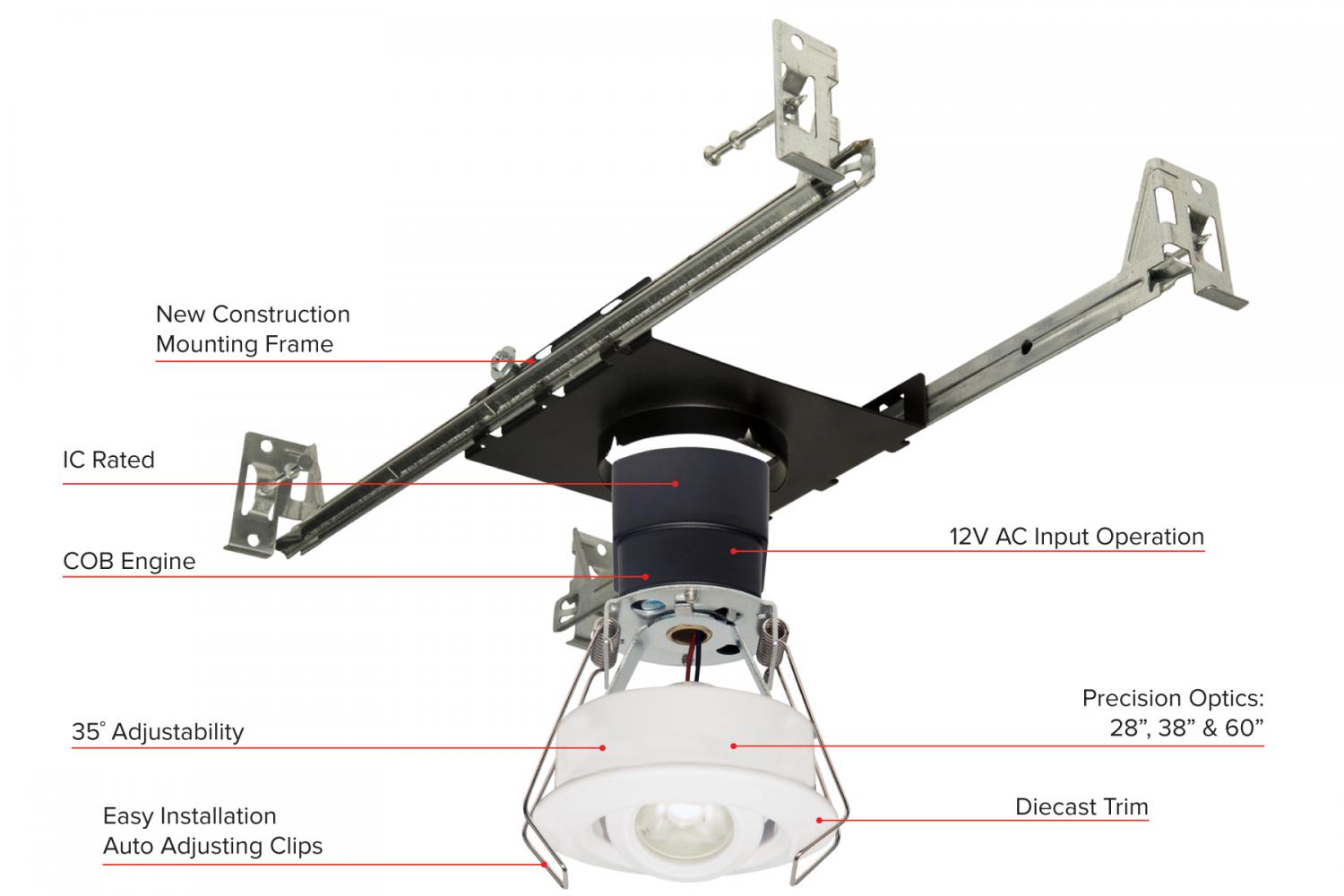 1" Round Recessed Adjustable Oak™ Gimbal 