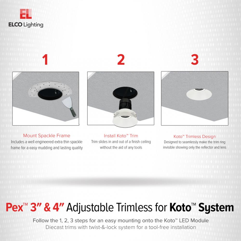 Pex™ 4" Round Non-Adjustable Trimless Smooth Reflector Trim