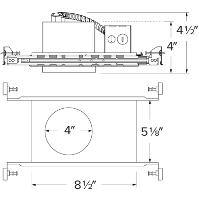4" New Construction IC Airtight Housing for 2-Hr Fire Rated Ceilings