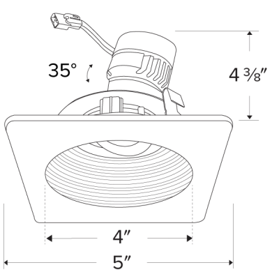 Koto™ Module with Pex™ 4" Square Adjustable Phenolic Baffle Trim